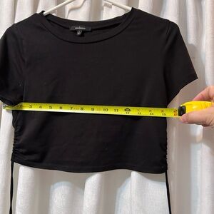 Ambrielle Black Short Sleeve Crop Top with Side Drawstrings